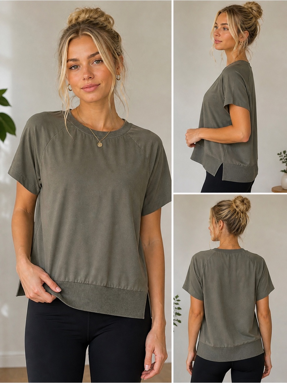 Athleta Olive Short-Sleeve Relaxed Tee